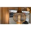 Image 2 : POMFRET SINGLE LIGHT PENDANT. AGED BRASS, BRONZE, GLASS. 20" HIGH