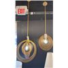 Image 2 : 2 DOREL ONE LIGHT PENDANT LIGHTS. RENAISSANCE GOLD. 20" AND 14" DIAMETERS. RETAIL $1170