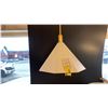 Image 1 : HUNTLEY SINGLE LIGHT PENDANT. PATINA BRASS, SOFT WHITE GLASS. 21" DIAMETER. RETAIL $1490