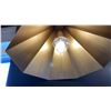 Image 2 : HUNTLEY SINGLE LIGHT PENDANT. PATINA BRASS, SOFT WHITE GLASS. 21" DIAMETER. RETAIL $1490