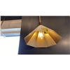 Image 3 : HUNTLEY SINGLE LIGHT PENDANT. PATINA BRASS, SOFT WHITE GLASS. 21" DIAMETER. RETAIL $1490
