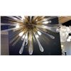 Image 2 : BIG BANG. 12 LIGHT PENDANT. BLOWN GLASS, ANTIQUE BRASS. 36" DIAMETER