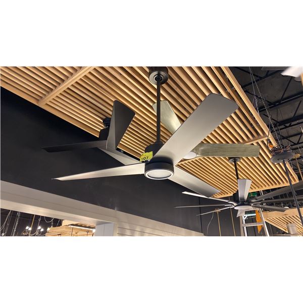 54" MODERN FORMS LOTUS CEILING FAN WITH REMOTE AND LIGHT. MATTE BROWN/BLACK.
