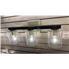 Image 1 : SAWYER 3 LIGHT VANITY. CARBON GREY AND MATTE NICKEL, CLEAR SEEDED GLASS.