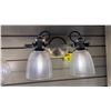 Image 1 : FLAGSHIP 2 LIGHT BATHROOM LIGHT. CLASSIC PEWTER, RIBBED GLASS.