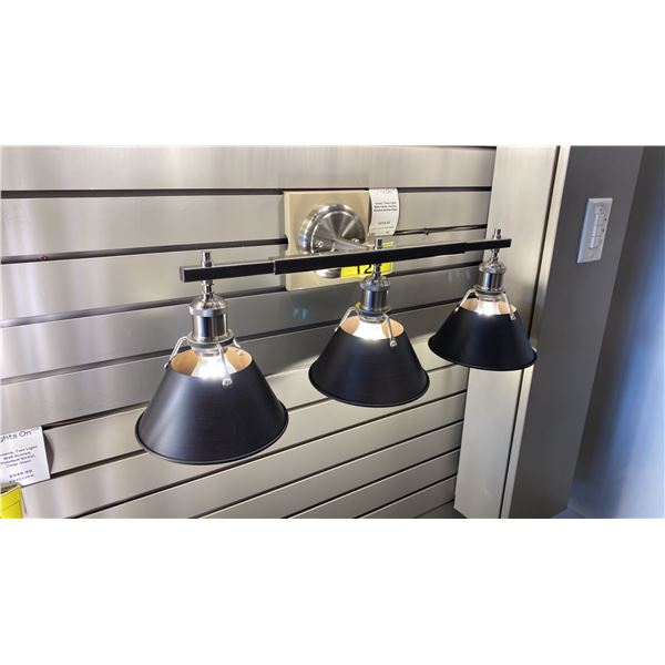 ORWELL 3 LIGHT BATH VANITY LIGHT. PEWTER, RUBBED BRONZE. 28"W RETAIL $640