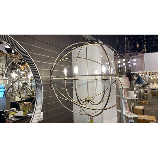SOLARIS 6 LIGHT CHANDELIER. OLDE SILVER. 28"D