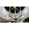 Image 2 : SECRET AGENT 5 LIGHT PENDANT CHANDELIER. PAINTED GOLD, BLACK LEATHER. RETAIL $1860