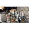 Image 1 : MIDLAND 6 LIGHT CHANDELIER. MATTE BLACK, CLEAR RIBBED GLASS WITH WARM BRASS. 28"D