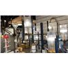 Image 2 : MIDLAND 6 LIGHT CHANDELIER. MATTE BLACK, CLEAR RIBBED GLASS WITH WARM BRASS. 28"D