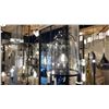 Image 1 : MADISON SINGLE LIGHT PENDANT. MATTE BLACK CLEAR SEEDED GLASS. 14"D