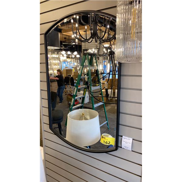 SHIELD MIRROR. SATIN BLACK FRAME. BEVELED EDGE. 24" X 36"