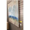 Image 1 : TIDAL WAVE. WALL ART, SILVER FRAME, OIL ON CANVAS. 36" X 48"