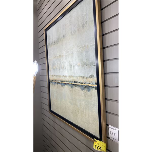 GILDED HORIZON. FRAMED PRINT, ANTIQUE GOLD LEAF FRAME. 33" X 38"