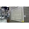 Image 1 : FRAMED MAT FABRIC WEAVING. 36" X 36" MATTE WHITE METAL FRAME