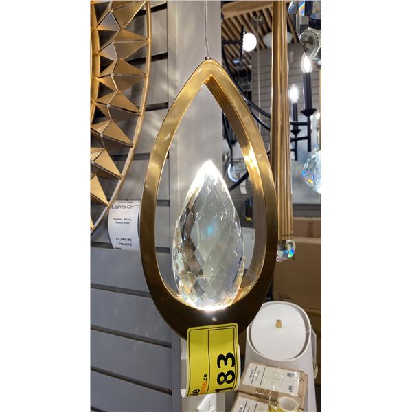 3 LED PENDANT. BRASS WITH CRYSTAL RETAIL $1460