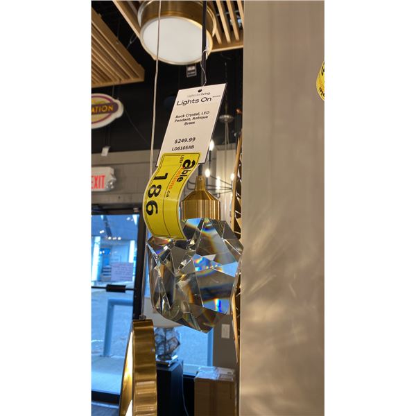 ROCK CRYSTAL LED PENDANT ANTIQUE BRASS