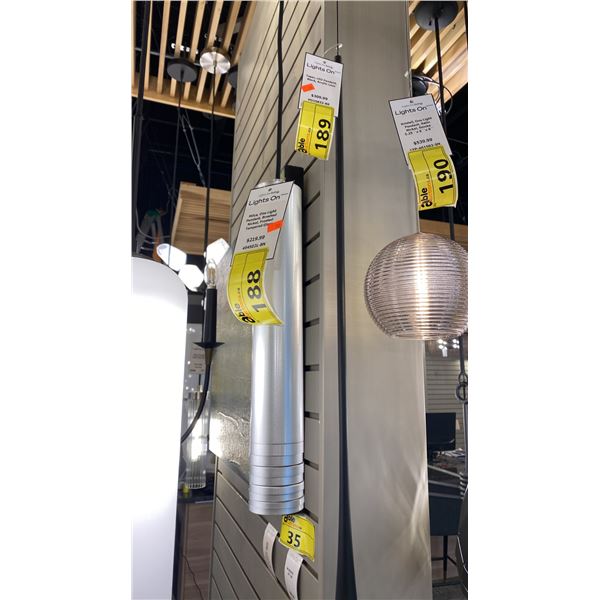 2 KUZKO MILKA SINGLE LIGHT PENDANT LAMP BRUSHED NICKEL, FROSTED TEMPERED GLASS. 16"H