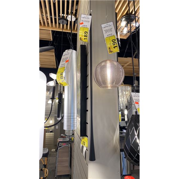 2 KUZKO TAPER LED PENDANT LIGHTS. BLACK WITH ACRYLIC LENS RETAIL $620