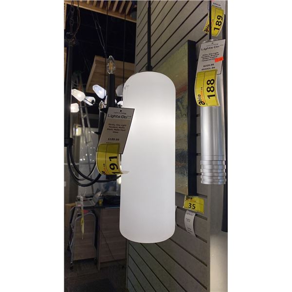 MONTY SINGLE PENDANT LIGHT. MATTE BLACK, MATTE OPAL GLASS. 16"H