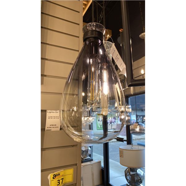 DEL MAR SINGLE LIGHT PENDANT. SMOKE/CLEAR GLASS