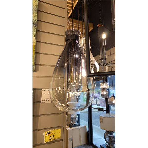 DEL MAR SINGLE LIGHT PENDANT. SMOKE/CLEAR GLASS IN BOX