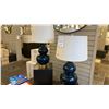 Image 2 : PAIR OF MADISON TABLE LAMPS. BLUE AND POLISHED BRASS RETAIL $1200