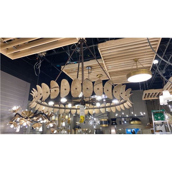 MONARCH 8 LIGHT CHANDELIER. CHAMPAGNE MIST WITH COCONUT SHELL. RETAIL $2750