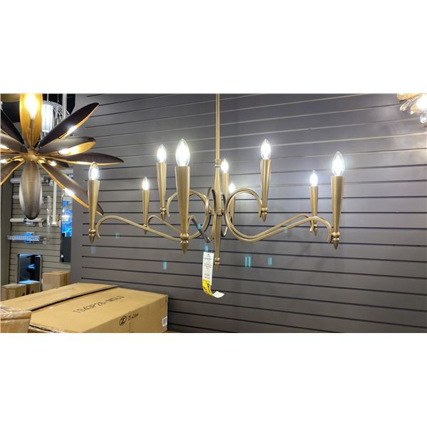 TREMONT 9 LIGHT CHANDELIER, RIVIERA BRASS. RETAIL $1230