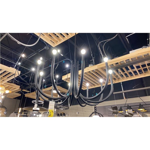 ODENSA 10 LIGHT CHANDELIER. BLACK. APPROX 38"D