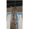 Image 1 : SINGLE LIGHT PENDANT. BLACK WITH AGED BRASS, BUBBLED GLASS. 15" DIAMETER