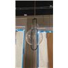 Image 1 : SINGLE LIGHT PENDANT. BLACK WITH AGED BRASS, BUBBLED GLASS. 15" DIAMETER