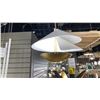 Image 1 : CARINI 3 LIGHT PENDANT. VINTAGE GOLD LEAF, GESSO WHITE. RETAIL $2140