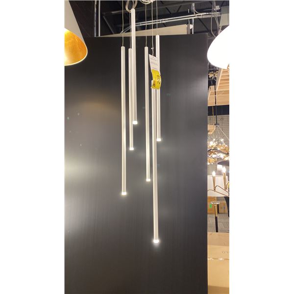 LIGHT CHIMES LED PENDANTS. SATIN WHITE, ADJUSTABLE HEIGHT. RETAIL $3690