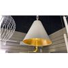 Image 1 : ALSTON 3 LIGHT CHANDELIER. MATTE WHITE, ANTIQUE GOLD.
