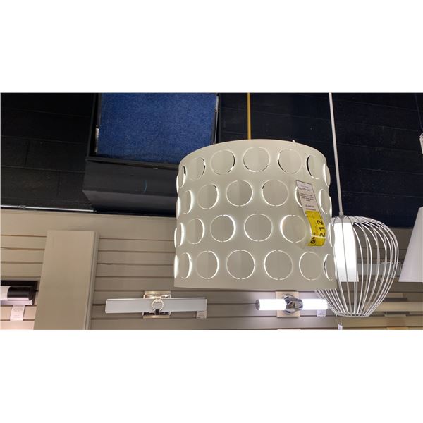 DOTTIE 3 LIGHT PENDANT. BURNISHED BRASH, MATTE WHITE SHADE. 21"D