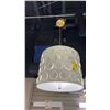Image 2 : DOTTIE 3 LIGHT PENDANT. BURNISHED BRASH, MATTE WHITE SHADE. 21"D