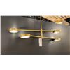 Image 1 : 4 LIGHT CHANDELIER WITH SEEDED GLASS LENSES. AGED BRASS. 54" ACROSS
