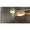 Image 2 : 4 LIGHT CHANDELIER WITH SEEDED GLASS LENSES. AGED BRASS. 54" ACROSS