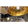 Image 2 : SIGMUND SINGLE LIGHT PENDANT. BRUSHED BRASS INSIDE, MATTE WHITE. 24" DIAMETER.