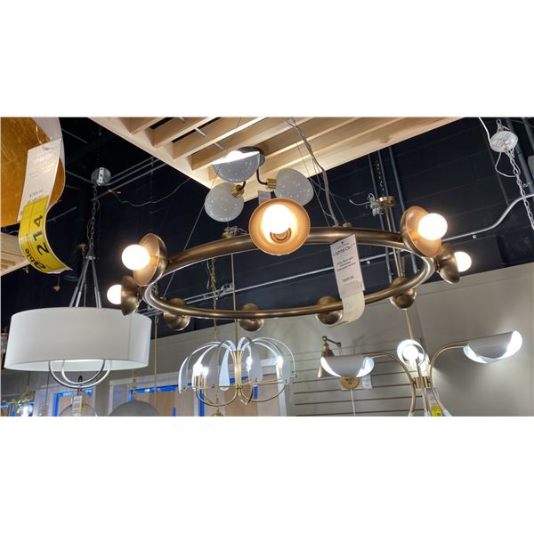 PALTA 9 LIGHT CHANDELIER. CHAMPAGNE BRONZE. 37"D