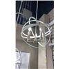 Image 2 : CAVALLO 5 LIGHT CHANDELIER. HAMMERED WHITE, BRUSHED NICKEL. 18"D