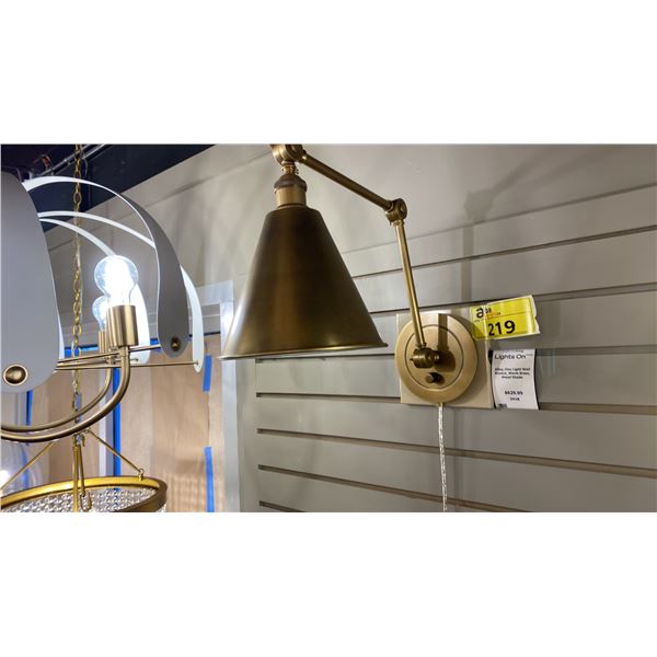 ALLOY 1 LIGHT WALL SCONCE. WARM BRASS WITH METAL SHADE.