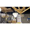 Image 3 : CUBIS SINGLE LIGHT CHANDELIER. GILD FINISH AND CLEAR BEVELED GLASS. 24"D RETAIL $2450