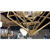 Image 2 : CUBIS SINGLE LIGHT CHANDELIER. GILD FINISH AND CLEAR BEVELED GLASS. 24"D RETAIL $2450