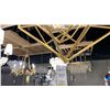 Image 2 : CUBIS SINGLE LIGHT CHANDELIER. GILD FINISH AND CLEAR BEVELED GLASS. 24"D RETAIL $2450