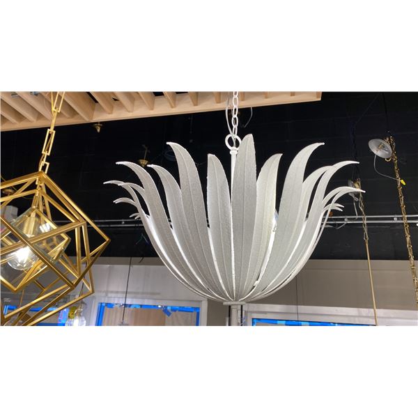 EDEN 4 LIGHT PENDANT. TEXTURED WHITE FINISH. 22"D