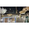 Image 1 : SACRAMENTO 3 LIGHT CHANDELIER. PATINA BRASS, SOFT SAND. 39"D