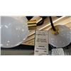Image 4 : GIGI 3 LIGHT SEMI FLUSH. BLACK AND AGED BRASS, WHITE HALF GLOBES. 22" ACROSS