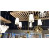 Image 1 : SHANNON 5 LIGHT CHANDELIER. RUBBED BRASS WHITE SHADE.